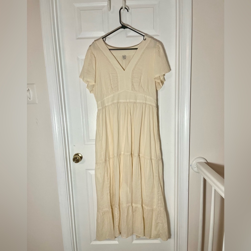 LOFT Beach Maxi Dress Cream Large